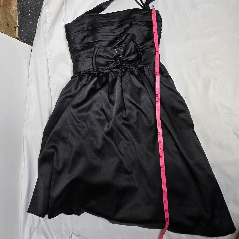 WHBM black satin halter top fit and flare jeweled tulle formal cocktail dress 4 - Picture 12 of 13